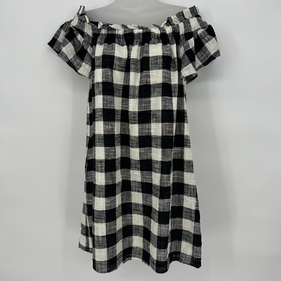 Anthropologie Corey Lynn Calter Gingham Linen Blend Coastal Chic Off Shoulder S - Picture 2 of 9